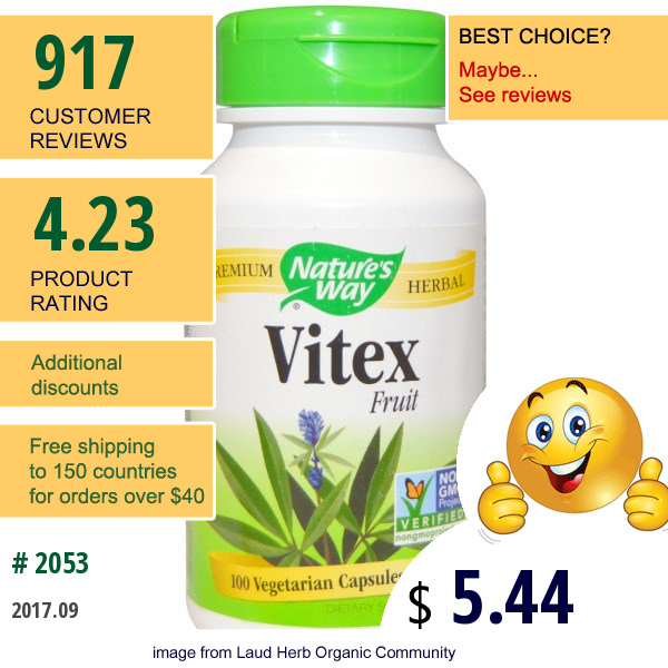 Natures Way, Vitex Fruit, 400 Mg, 100 Veggie Caps
