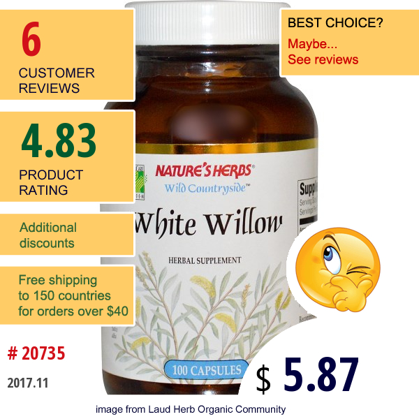 Natures Herbs, White Willow, 100 Capsules  