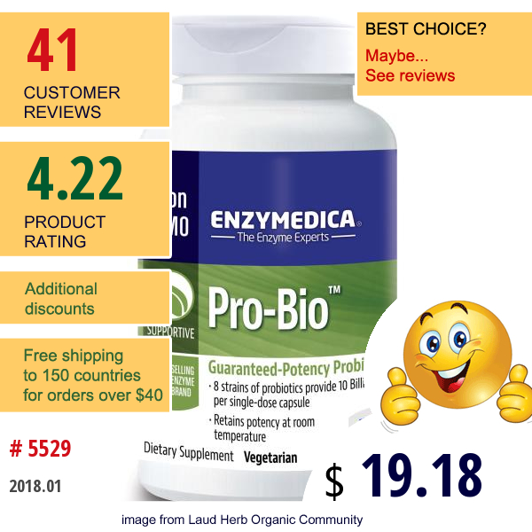 Enzymedica, Pro Bio, Guaranteed Potency Probiotic, 30 Capsules