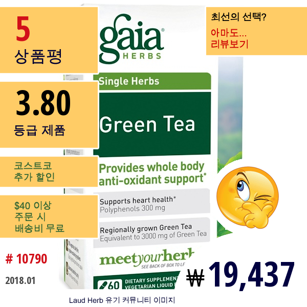 Gaia Herbs, Green Tea, 60 Vegetarian Liquid Phyto-Caps  