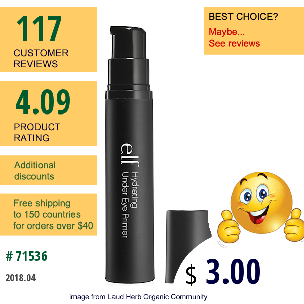 E.l.f. Cosmetics, Hydrating Under Eye Primer, Clear, 0.35 Oz (10 G)
