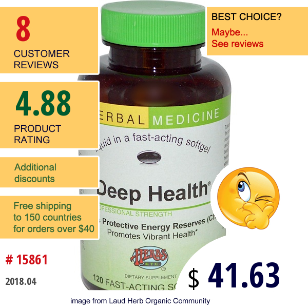 Herbs Etc., Deep Health, Alcohol Free, 120 Fast-Acting Softgels  