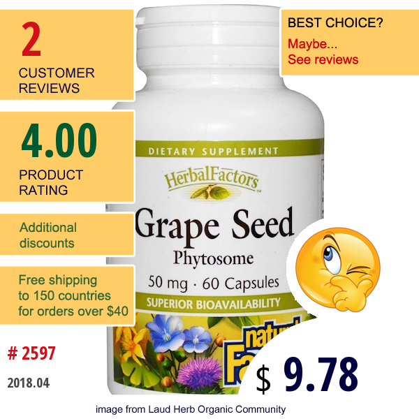 Natural Factors, Grape Seed, Phytosome, 50 Mg, 60 Capsules  