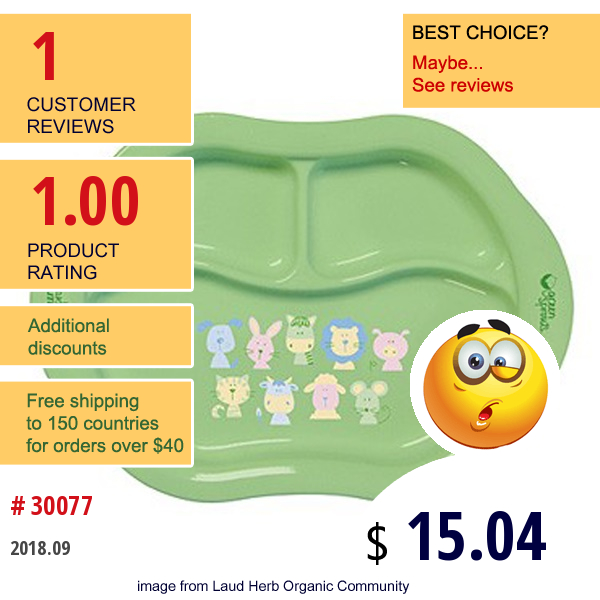 Iplay , Green Sprouts, Cornstarch Divided Plate, 3 Months +  