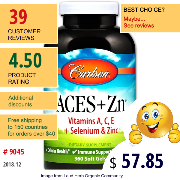 Carlson Labs, Aces + Zn, 360 Soft Gels