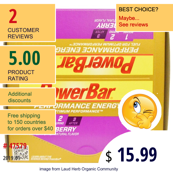 Powerbar, Performance Energy Bar, Wild Berry, 12 Bars, 2.29 Oz (65 G) Each Powerbar, Performance Energy Bar, Wild Berry, 12 Bars, 2.29 Oz (65 G) Each