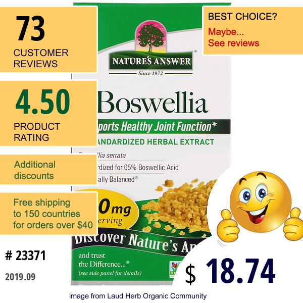 Nature'S Answer, Boswellia, 400 Mg, 90 Vegetarian Capsules