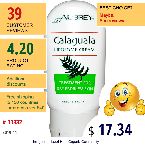 Aubrey Organics, Calaguala Liposome Cream, 2 Fl Oz (59 Ml)  