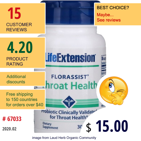 Life Extension, Florassist Throat Health, 30 Lozenges