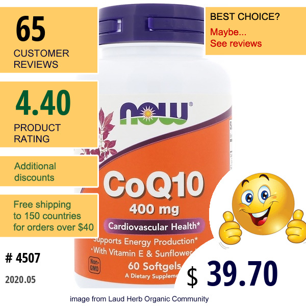 Now Foods, Coq10, 400 Mg, 60 Softgels