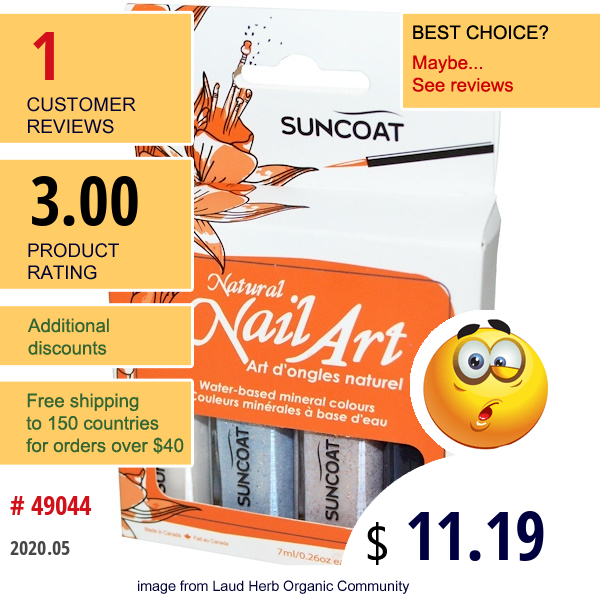 Suncoat, Natural Nail Art Polishes, Classic, 4 Bottles, 0.26 Oz (7 Ml) Each  