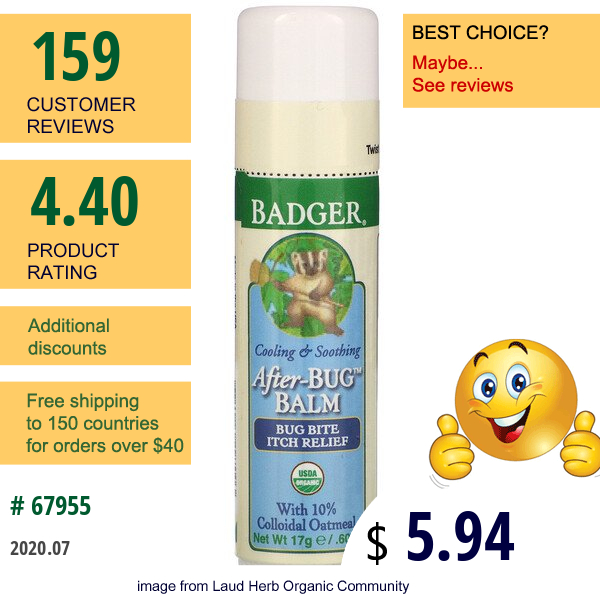 Badger Company, After-Bug Balm, .60 Oz (17 G)