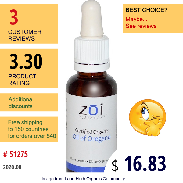 Zoi Research, Certified Organic, Oil Of Oregano, 1 Fl Oz (30 Ml)  