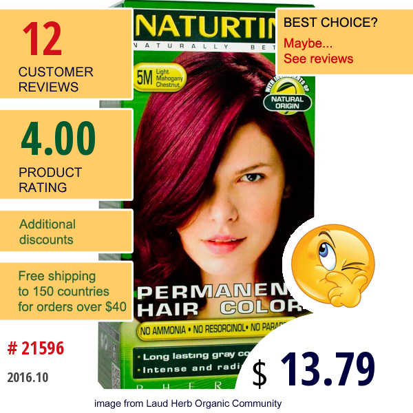 Naturtint, Permanent Hair Color, 5M Light Mahogany Chestnut, 5.28 Fl Oz (150 Ml)