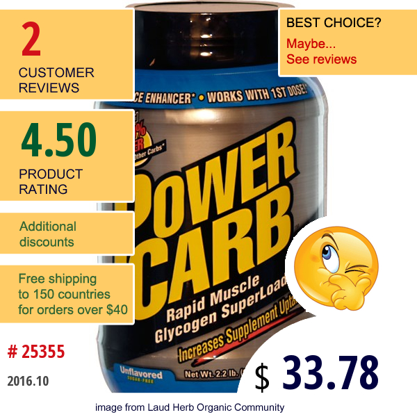 Labrada Nutrition, Power Carb, Rapid Muscle Glycogen Superloader, Unflavored, Sugar-Free, 2.2 Lbs (998 G)  