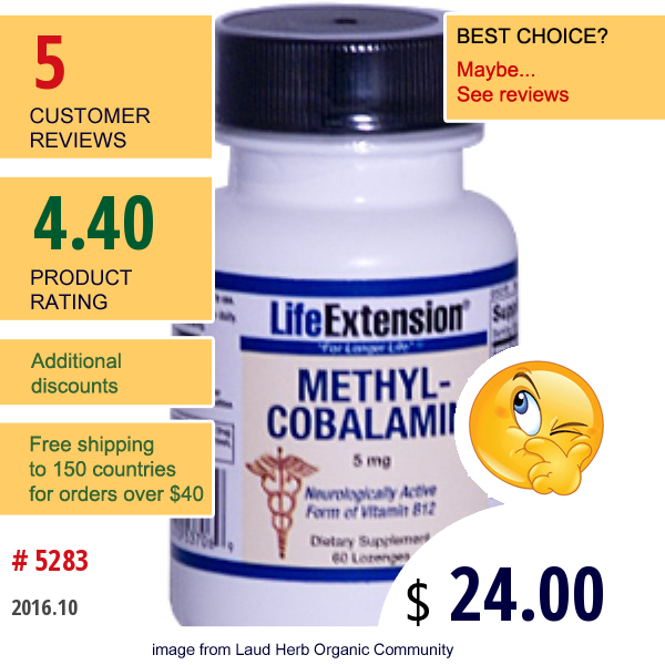 Life Extension, Methyl-Cobalamin, 5 Mg, 60 Lozenges  