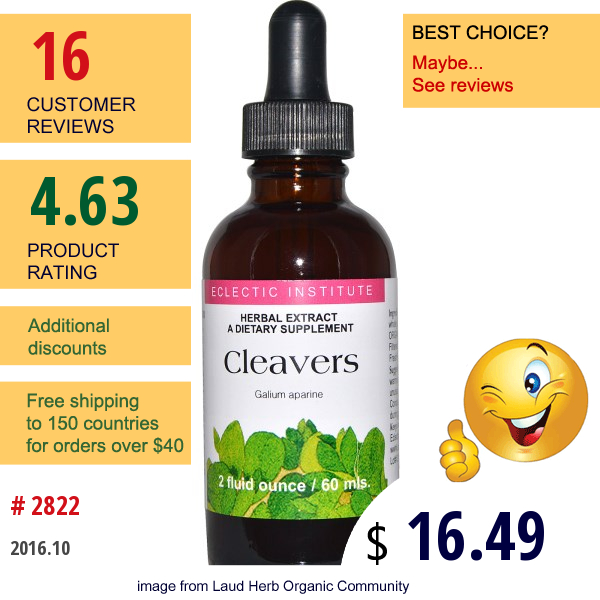 Eclectic Institute, Cleavers, 2 Fl Oz (60 Ml)