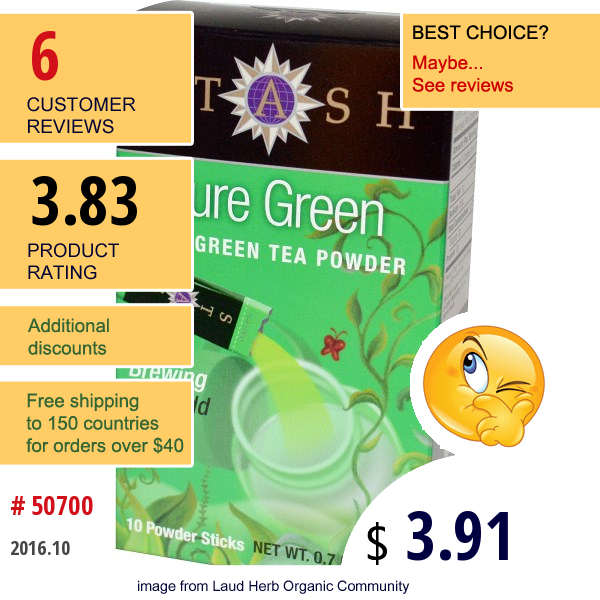Stash Tea, Iced Green Tea Powder, Pure Green, 10 Powder Sticks, 0.7 Oz (20 G) Stash Tea, Iced Green Tea Powder, Pure Green, 10 Powder Sticks, 0.7 Oz (20 G)