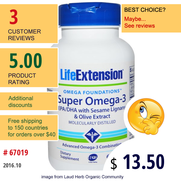 Life Extension, Omega Foundations, Super Omega-3, 60 Softgels