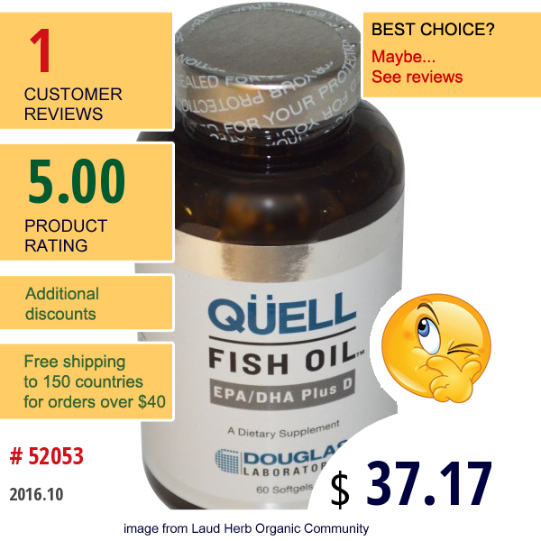 Douglas Laboratories, Quell Fish Oil, Epa/dha Plus D, 60 Softgels  