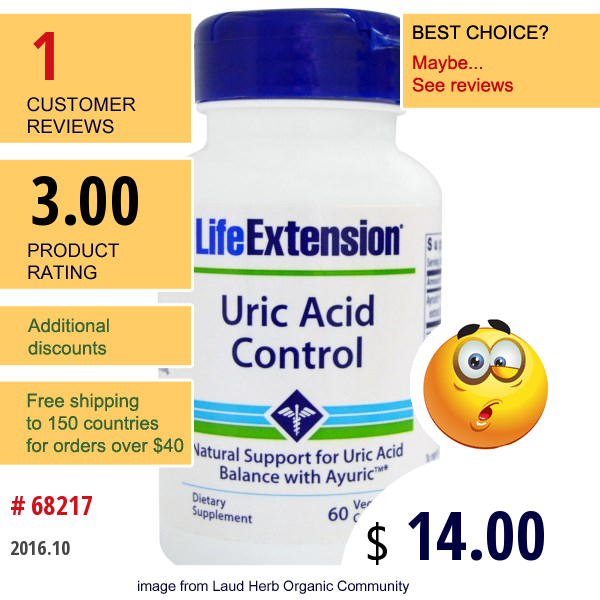 Life Extension, Uric Acid Control, 60 Veggie Caps