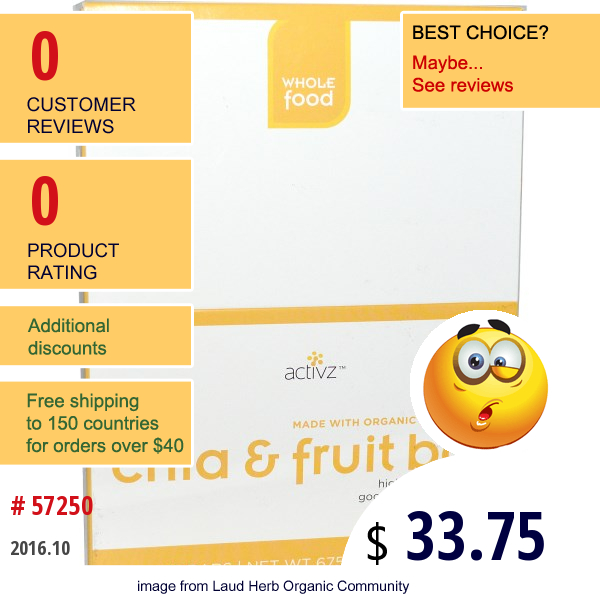 Activz, Chia & Fruit Bar, Pineapple, 15 Bars, 45 G (1.6 Oz) Each  