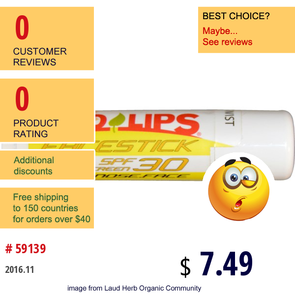 Eco Lips Inc., Facestick, Spf 30 Sunscreen, .56 Oz (17 G)  