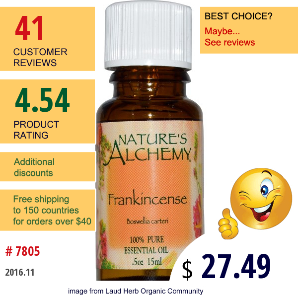 Natures Alchemy, Frankincense, Essential Oil, .5 Oz (15 Ml)