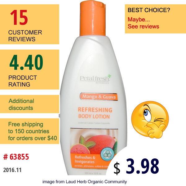 Petal Fresh, Refreshing Body Lotion, Mango & Guava, 10 Fl Oz (300 Ml)