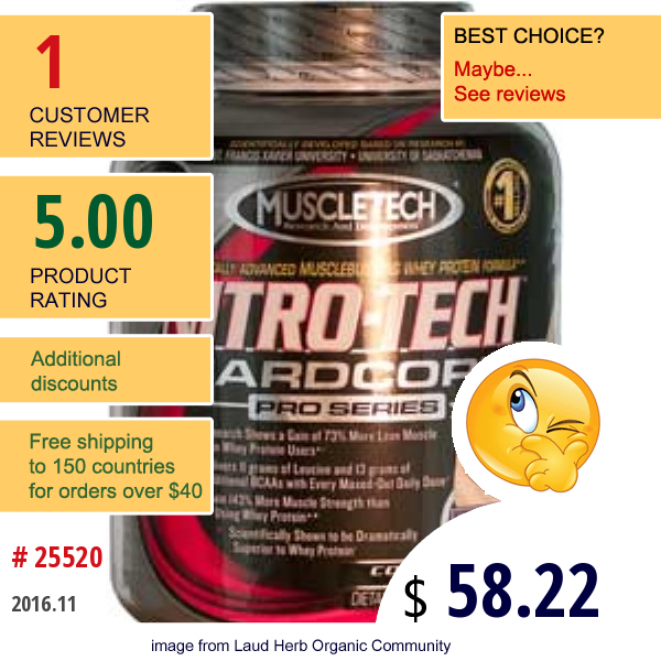 Muscletech, Nitro-Tech Hardcore Pro Series, Cookies & Cream, 4 Lbs (1.8 Kg)  