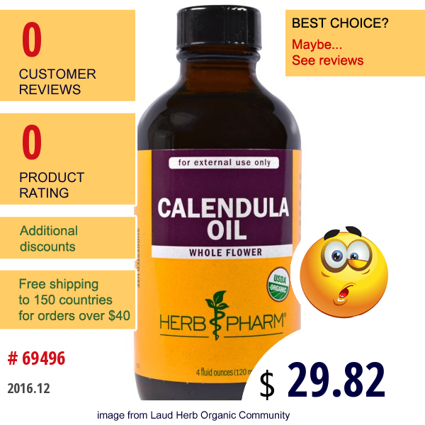 Herb Pharm, Organic Calendula Oil, 4 Fl Oz (120 Ml)