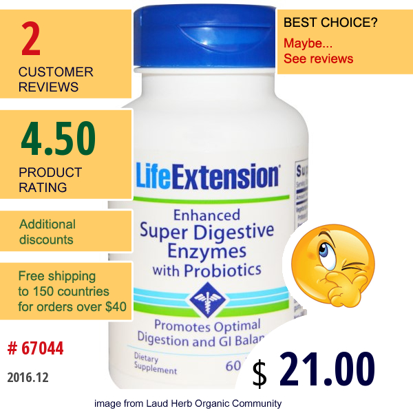 Life Extension, Enhanced Super Digestive Enzymes With Probiotics, 60 Veggie Caps