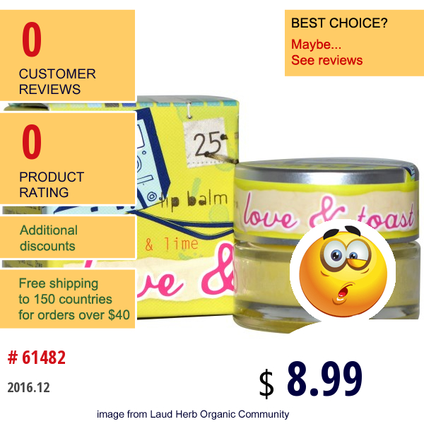 Love & Toast By Margot Elena, Lip Balm, Gin And Lime, .22 Oz (6 G)  