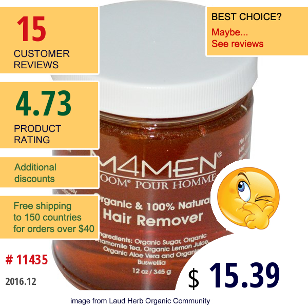Moom, M4Men, Hair Remover, For Men, 12 Oz (345 G)