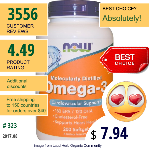 Now Foods, Omega-3, 180 Epa/120 Dha, 200 Softgels