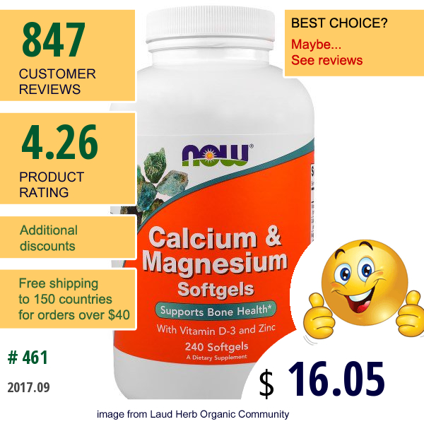 Now Foods, Calcium & Magnesium, With Vitamin D-3 And Zinc, 240 Softgels