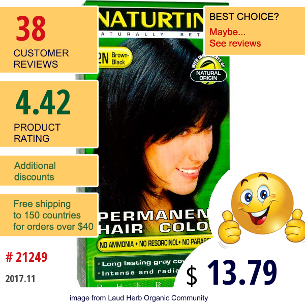 Naturtint, Permanent Hair Color, 2N Brown-Black, 5.28 Fl Oz (150 Ml)