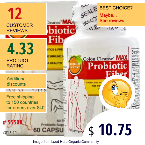 Health Plus Inc., Colon Cleanse Max, Probiotic Fiber, 60 Capsules