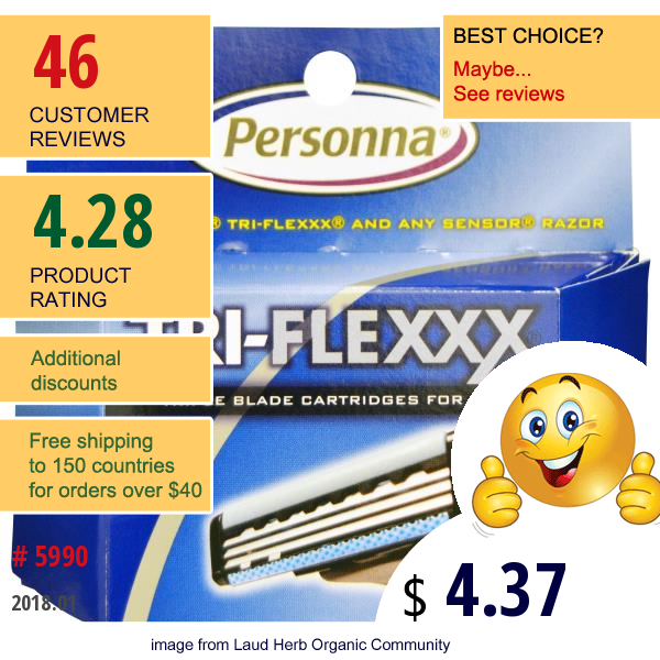 Personna Razor Blades, Tri-Flexxx, Triple Blade Cartridges For Men, 4 Cartridges