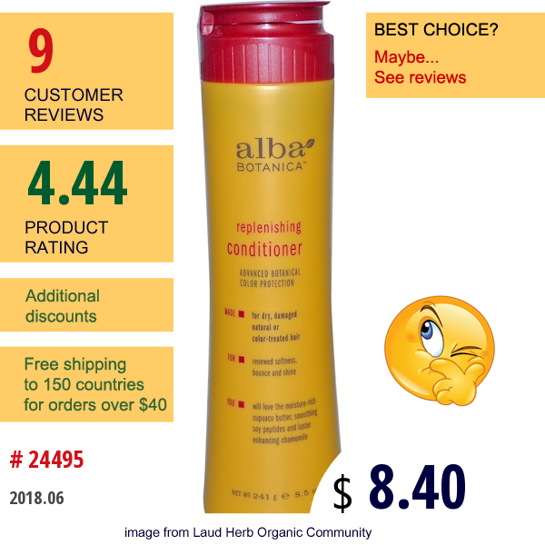 Alba Botanica, Replenishing Conditioner, 8.5 Oz (241 G)  