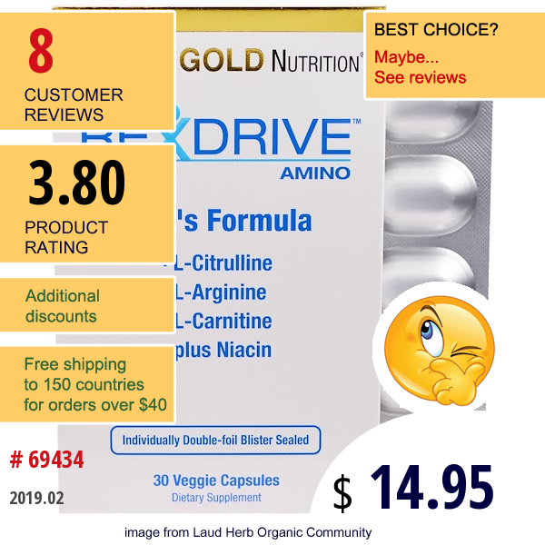 California Gold Nutrition, Rexdrive Amino, Mens Formula, 30 Veggie Caps  