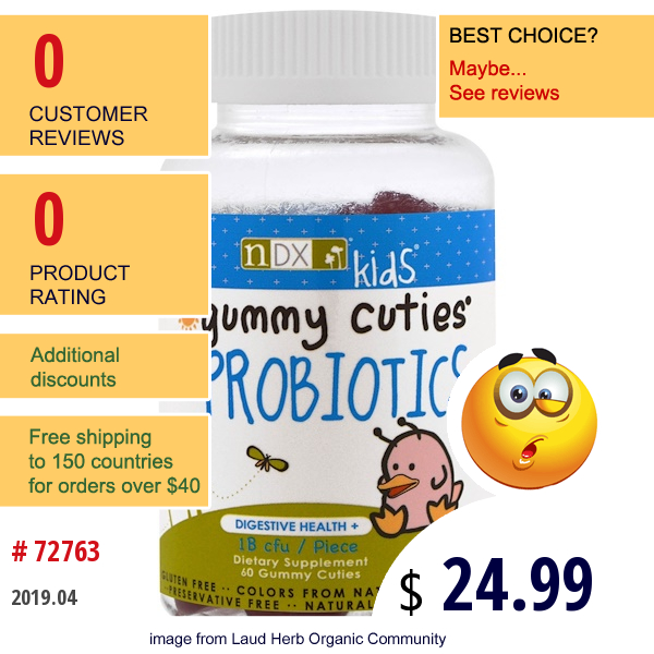 Natural Dynamix (Ndx), Kids, Gummy Cuties, Probiotics, 60 Gummy Cuties  