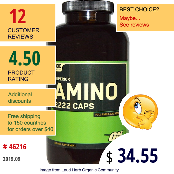 Optimum Nutrition, Superior Amino 2222 Caps, 300 Capsules  