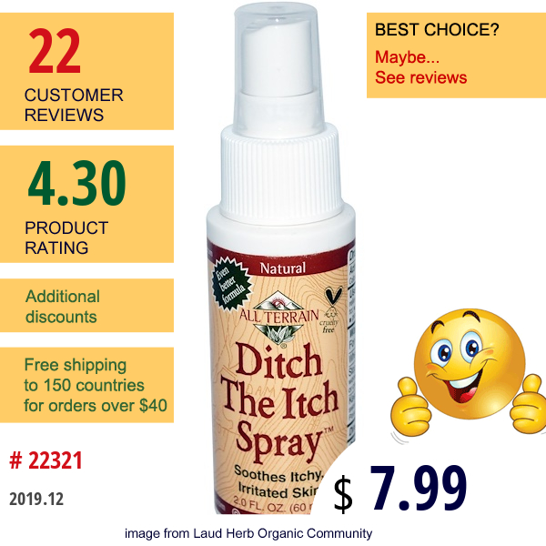 All Terrain, Ditch The Itch Spray, 2.0 Fl Oz (60 Ml)  