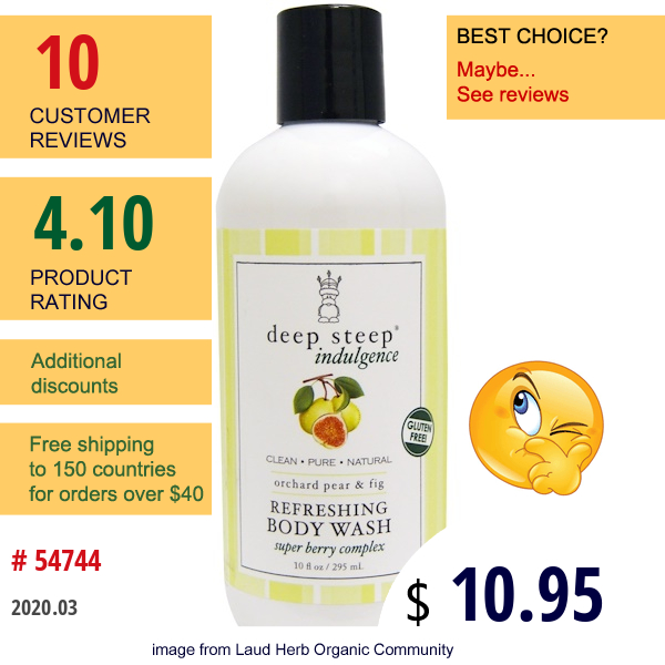 Deep Steep, Indulgence, Refreshing Body Wash, Orchard Pear & Fig, 10 Fl Oz (295 Ml)  