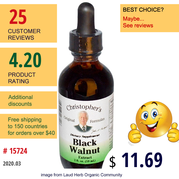 Christopher'S Original Formulas, Black Walnut Extract, 2 Fl Oz (59 Ml)  