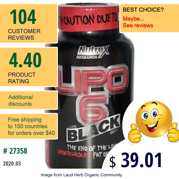 Nutrex Research, Lipo 6 Black, 120 Black-Caps  