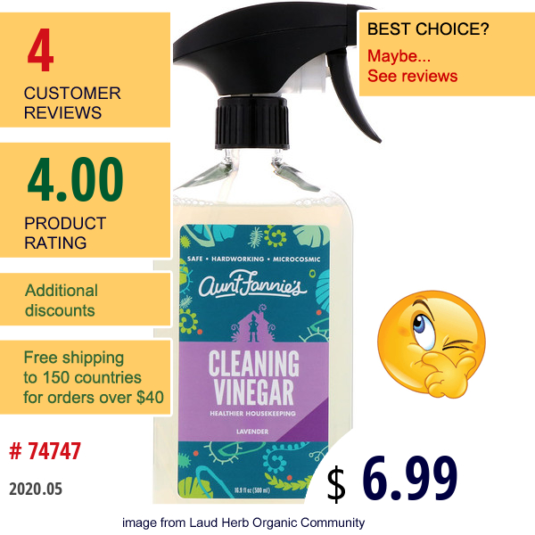 Aunt Fannie'S, Cleaning Vinegar, Lavender, 16.9 Fl Oz (500 Ml)  