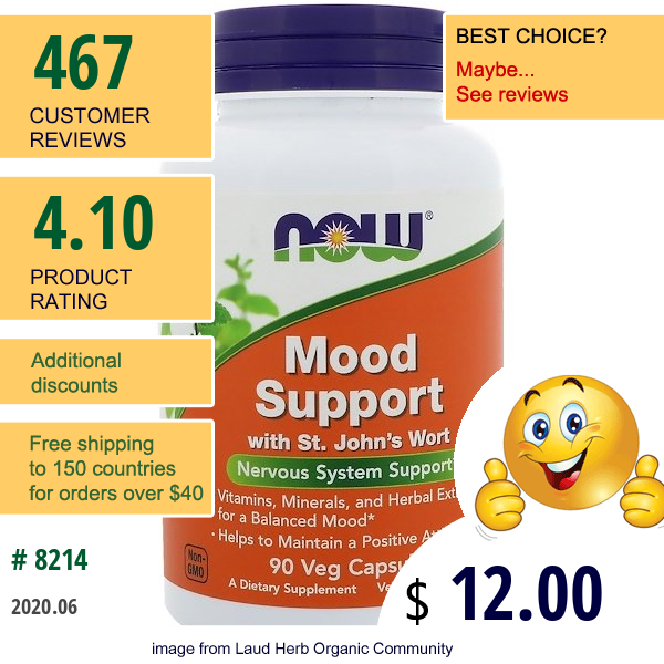 Now Foods, Mood Support With St. John'S Wort, 90 Veg Capsules