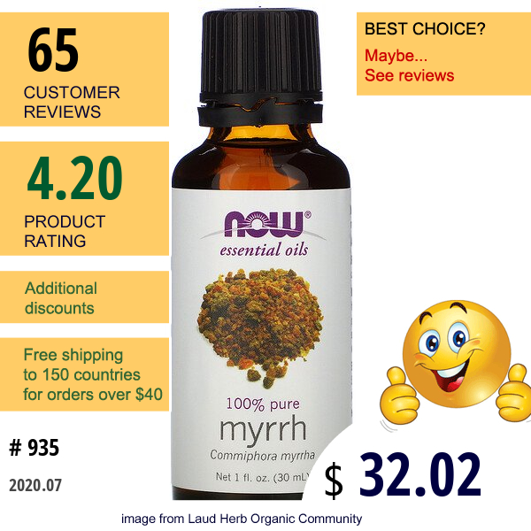 Now Foods, Essential Oils, Myrrh, 1 Fl Oz (30 Ml)